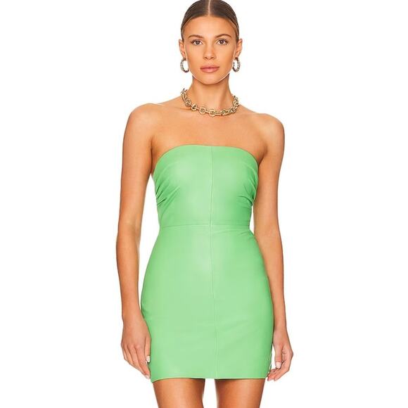 Lovers and Friends Valletta Leather Mini Dress in Green NWT...